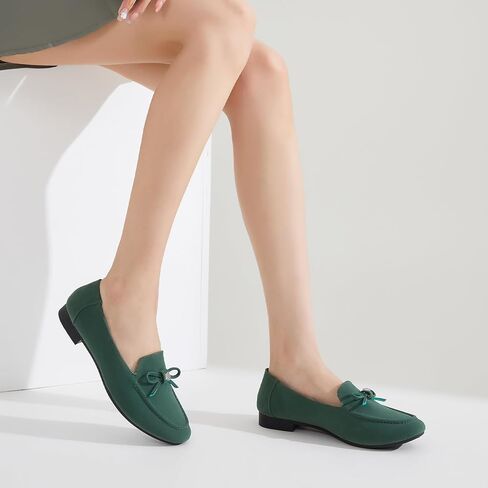 BABUDOG Womens Faux Suede Loafers,Black Flats Shoes for Women,Slip on Ballet Flats Casual Shoes in Kuwait