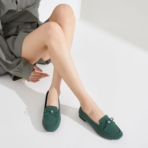 BABUDOG Womens Faux Suede Loafers,Black Flats Shoes for Women,Slip on Ballet Flats Casual Shoes in Kuwait