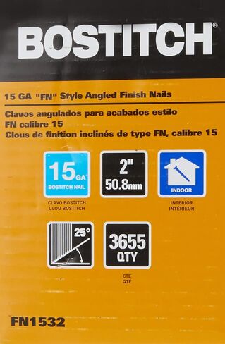 Bostitch Finish Nails ، 25 درجة ، زاوية ، 15GA ، 2 بوصة ، 3655 حزمة (FN1532) in Kuwait