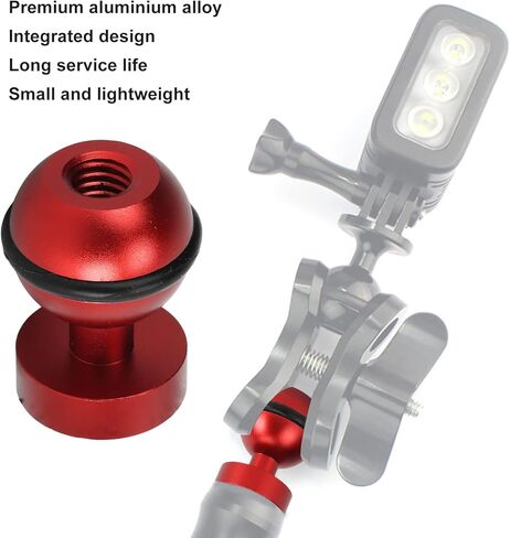 Diving Light Ball Head Aluminum Alloy Hard Coating Anodized Small Lightweight Durable Underwater Camera Flashlight Ball Head for Scuba Diving and Underwater Photography (Red) in Saudi Arabia