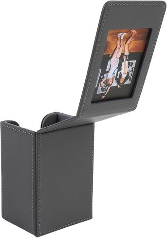 Yunseity PU Leather Picture Holder Case, Protects 3 Inch Photos with Front View Display, Fits Over 50 Pics, Photo Game Card Storage Box for Cozy Decorations in Saudi Arabia