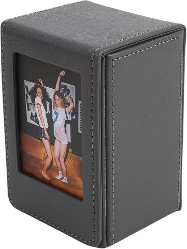Yunseity PU Leather Picture Holder Case, Protects 3 Inch Photos with Front View Display, Fits Over 50 Pics, Photo Game Card Storage Box for Cozy Decorations in Saudi Arabia