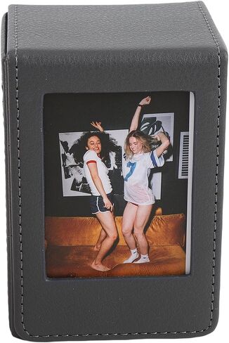 Yunseity PU Leather Picture Holder Case, Protects 3 Inch Photos with Front View Display, Fits Over 50 Pics, Photo Game Card Storage Box for Cozy Decorations in Saudi Arabia