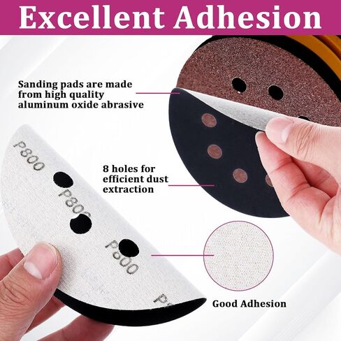 cobee 100 Pcs 5 Inch Hook & Loop Sanding Discs, Wet Dry Sandpaper 400/600/800/1000/1500/2000/3000/5000/7000/10000 Grit with 2 Interface Pads Orbital Sander Discs for Wood Metal Polishing in Saudi Arabia