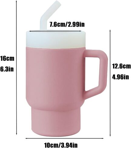 PANDAEAR ​​2 Pack Kids Kids Tumbler Silicone Toddler Cup with Straw and Handle ، Cup 9.5 oz مقاومة للانسكاب للطفل ، خالي in Kuwait