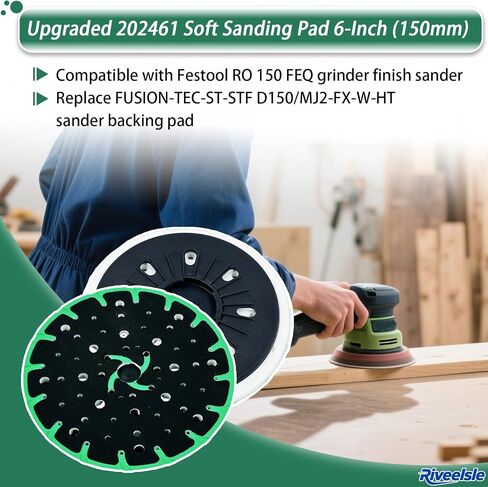 Upgraded 202463 6-Inch (150mm) Hard Sanding Pad Compatible with Festool RO 150 FEQ Grinder Accessories Finish Sander, Sander Backing Pad Sanding Discs in Saudi Arabia