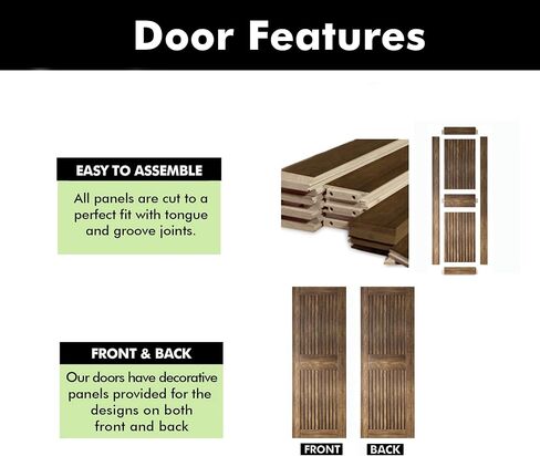 Homacer 48 in. x 84 in. Vertical Stripe Design Dark Walnut Finished & Unassembled Pine Wood Barn Door (Interior Use Only) in Saudi Arabia