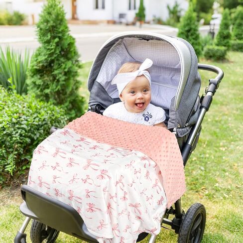 Baby Blankets for Girls, Toddler Newborn Blanket Double Layer with Dotted Backing Crib Receiving Blanket for Toddler Nursery Bed Blanket, Pink Bow, 30x40 Inches in Kuwait