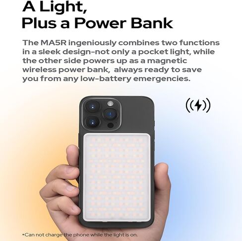 GODOX MA5R RGB LED Phone Light,Magnetic Charging Full-Color Mini On Camera Video Lights,Selfie Lighting for Photography/TikTok/Vlog/Video in Saudi Arabia