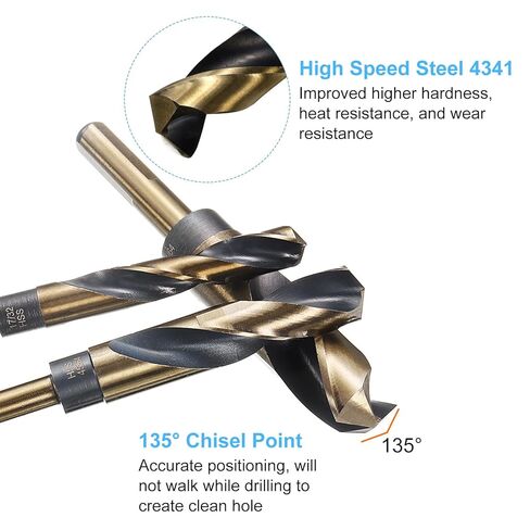 HARFINGTON 57/64" Twist Drill Bit 4341 High-Speed Steel, 1/2" Tri-Edge Shank, Black & Gold Coated, 135° Point for Metal & Wood Drilling in Saudi Arabia