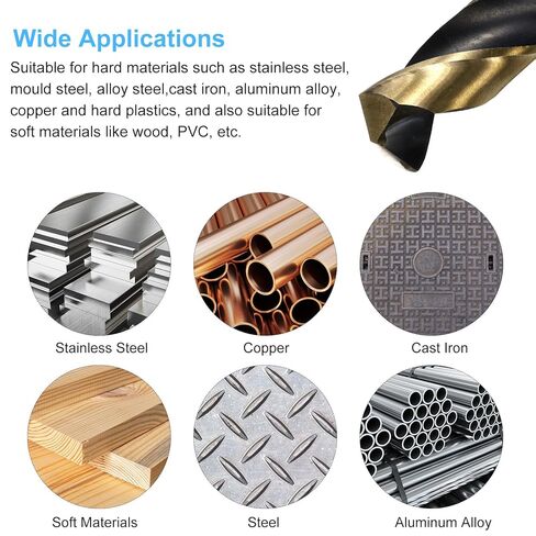 HARFINGTON 57/64" Twist Drill Bit 4341 High-Speed Steel, 1/2" Tri-Edge Shank, Black & Gold Coated, 135° Point for Metal & Wood Drilling in Saudi Arabia