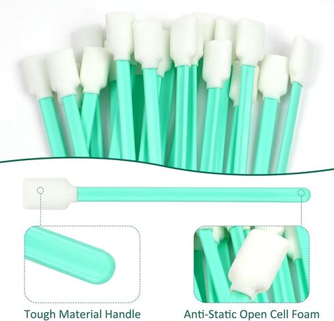 50 Pcs Foam Cleaning Swabs for Electronics, Cameras, Optics Sewing Machine or Inkjet Printers, lint Free Tape Head Swabs, Green in Saudi Arabia
