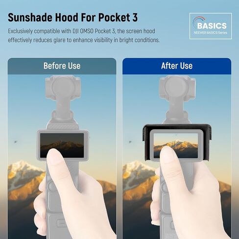 NEEWER Basics Sunshade Cover Compatible with DJI OMSO Pocket 3, Pocket 3 Creator Combo Accessories Screen Lens Sun Hood Protector 2 Pieces Included, Water, Stain & Wear Resistant, CA152 in Saudi Arabia