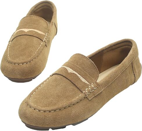 Women's Suede Leather Driving Loafers Comfortable and Elegant Mocasin Shoes Penny Shoes in Saudi Arabia