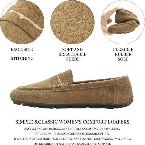 Women's Suede Leather Driving Loafers Comfortable and Elegant Mocasin Shoes Penny Shoes in Saudi Arabia