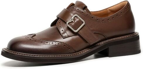 Beau اليوم متسكعون جلدي للنساء ، وجناح الجناحين أكسفورد ، وأحذية Monk Strap Business Oxford ، و Brogue Mid Heel Dary Casual Business Oxfords in Kuwait