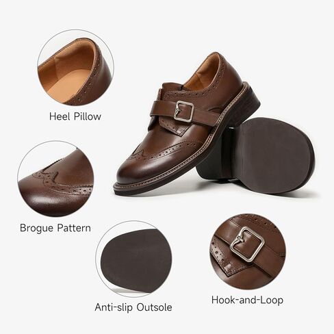 Beau اليوم متسكعون جلدي للنساء ، وجناح الجناحين أكسفورد ، وأحذية Monk Strap Business Oxford ، و Brogue Mid Heel Dary Casual Business Oxfords in Kuwait