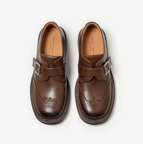 Beau اليوم متسكعون جلدي للنساء ، وجناح الجناحين أكسفورد ، وأحذية Monk Strap Business Oxford ، و Brogue Mid Heel Dary Casual Business Oxfords in Kuwait