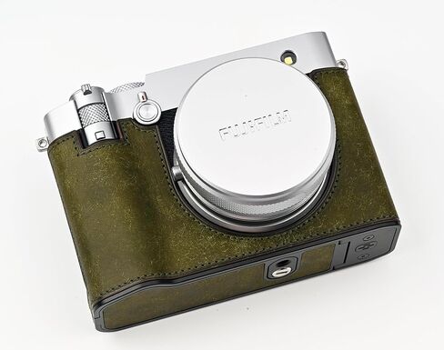 الكاميرا المصنوعة يدويًا للكاميرا المصنوعة يدويًا لفرقة Fujifilm GFX100RF/FUJIFILM GFX100RF CASE - طبقة أعلى جسم البقر + لوحة قاعدة معدنية (أخضر غير لامع) in Kuwait