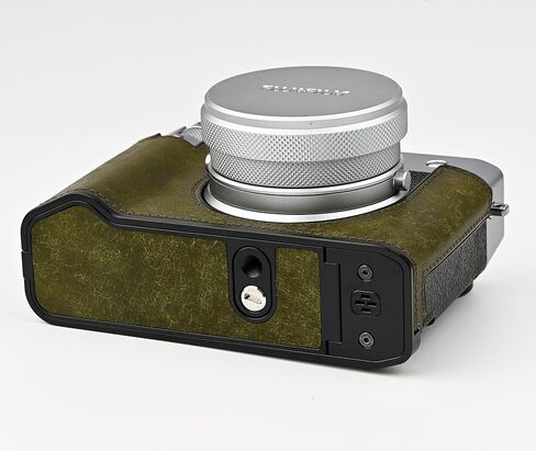 الكاميرا المصنوعة يدويًا للكاميرا المصنوعة يدويًا لفرقة Fujifilm GFX100RF/FUJIFILM GFX100RF CASE - طبقة أعلى جسم البقر + لوحة قاعدة معدنية (أخضر غير لامع) in Kuwait