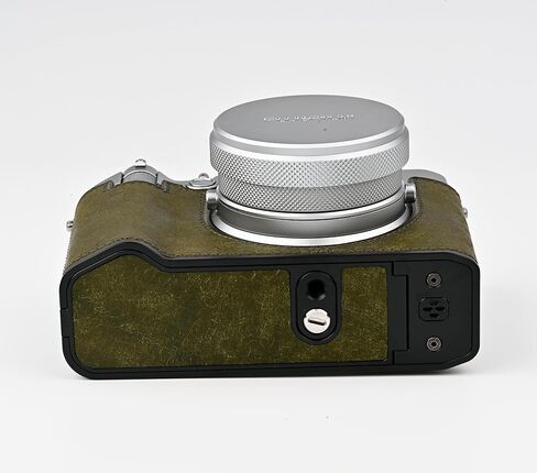الكاميرا المصنوعة يدويًا للكاميرا المصنوعة يدويًا لفرقة Fujifilm GFX100RF/FUJIFILM GFX100RF CASE - طبقة أعلى جسم البقر + لوحة قاعدة معدنية (أخضر غير لامع) in Kuwait