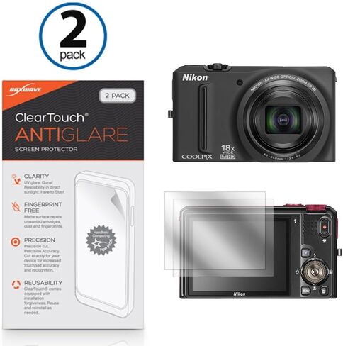 BoxWave Screen Protector Compatible with Nikon Coolpix S9100 - ClearTouch Anti-Glare (2-Pack), Anti-Fingerprint Matte Film Skin for Nikon Coolpix S9100, Nikon Coolpix S9100, AW130 in Saudi Arabia