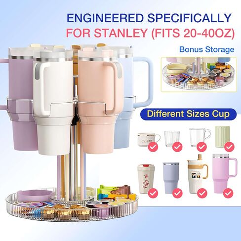 Tumbler Organizer for Stanley Cup and Water Bottle Holder for Cabinet and Kitchen Storage (Clear) in Saudi Arabia