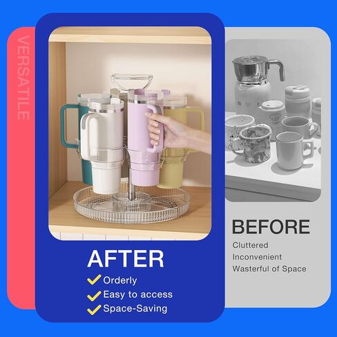 Tumbler Organizer for Stanley Cup and Water Bottle Holder for Cabinet and Kitchen Storage (Clear) in Saudi Arabia