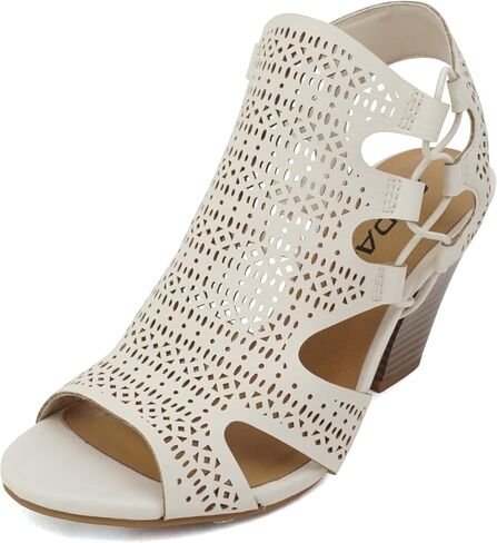 Soda Zuka ~ Women Open Toe Laser Cut High Heel Sandal with Adjustable Ankle Strap in Saudi Arabia