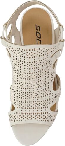 Soda Zuka ~ Women Open Toe Laser Cut High Heel Sandal with Adjustable Ankle Strap in Saudi Arabia