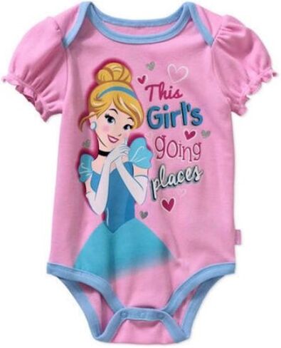 Disney Princess Cinderella Assorted Baby Girls Bodysuit Dress Up Outfit (12 Months, Pink with Purple Trim) in Saudi Arabia