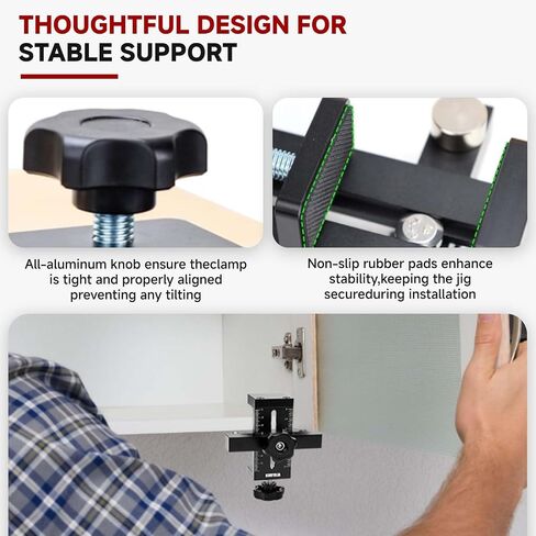 Adjustable Cabinet Door Mounting Jig - Universal Quick Edge Positioner Tool for Frameless & Face Frame Cabinets, Precision Installation Guide for Hinges & Door Alignment in Saudi Arabia