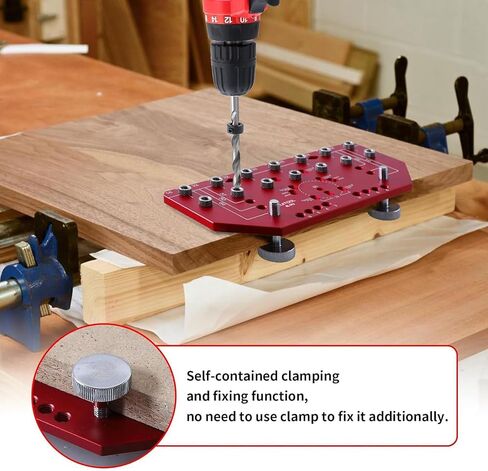 Shelf Pin Jig and Hinge Jig, Aluminum Alloy Cabinet Shelf Hole Drilling Jig Woodworking Hardware Jig Drill Guid e with 1/4 Inch 5mm Drill Bits for Straight Holes in Saudi Arabia