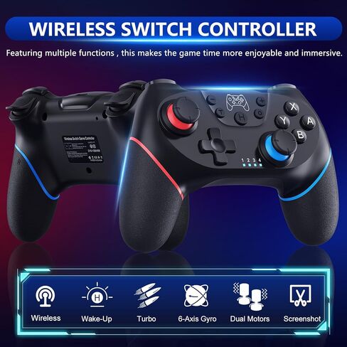 وحدة تحكم التبديل اللاسلكية CuleedTec، وحدة تحكم Switch Pro متوافقة مع Switch/Lite/OLED، لوحة تحكم عن بعد للتبديل مع جيروسكوب 6 محاور، محرك مزدوج، تنبيه وتوربو - إصدار جديد 2023 in Kuwait
