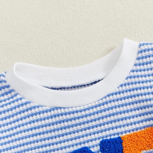 Baby Boy Girl 1st Birthday Outfit Football ONE Striped Print Waffle Romper Long Sleeve Fall Jumpsuit Onesie in Kuwait