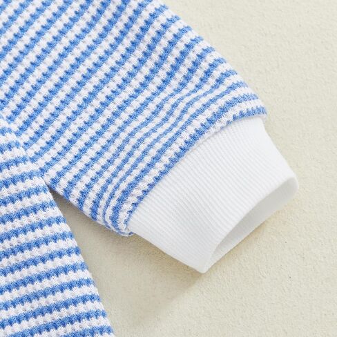 Baby Boy Girl 1st Birthday Outfit Football ONE Striped Print Waffle Romper Long Sleeve Fall Jumpsuit Onesie in Kuwait