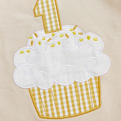 GOOCHEER First Birthday Baby Boy Outfit Fall 1 Cake Embroidery Ruffle Long Sleeve Romper Jumpsuit Cake Smash Clothes in Saudi Arabia