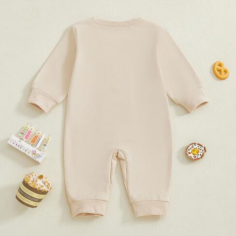GOOCHEER First Birthday Baby Boy Outfit Fall 1 Cake Embroidery Ruffle Long Sleeve Romper Jumpsuit Cake Smash Clothes in Saudi Arabia