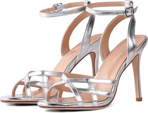 Strappy Gold Heeled Sandals With Ankle Strap Sexy Stiletto Heel Sandal For Women Stylish High Heels Womens Elegant Dress Shoes For Party Dancing Prom Wedding in Kuwait