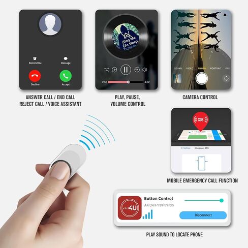 Multi-Function Bluetooth Remote Control for Photography, Call Answering, Music Apps & Outdoor Emergency, Compatible with iOS & Android Devices in Saudi Arabia