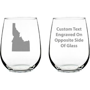 Idaho State Outline Stemless Wine Glass - State Themed Drinking Decor and Gifts for Idahoan Women & Men - Large 17 Oz Glasses in Kuwait