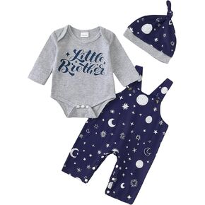 ملابس صبي الأطفال حديثي الولادة preemie-12m Boy بأكمام طويلة Romper + بنطلون مطبوع منقوش + قبعة لطيفة 3pcs ملابس الطفل in Kuwait