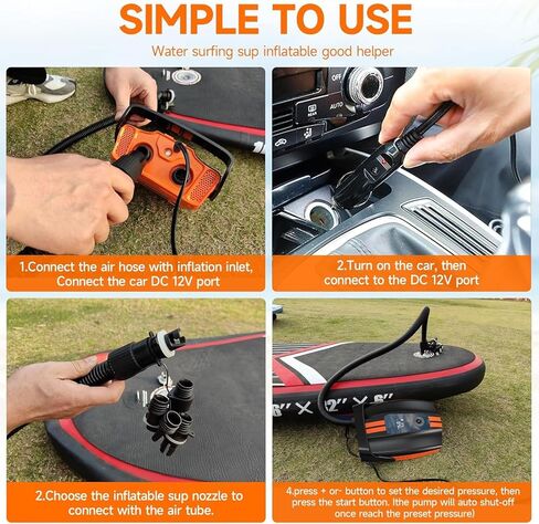 50ppsi paddle Board Pump ، مضخة SUP ذات الضغط العالي الكهربائي ، التضخم والانكماش المرحلة المزدوجة ، التوقف التلقائي ، مضخة هواء SUP المحمولة ، موصل سيارة 12 فولت للسيارات للوقوف ، بيك آب ، قوارب قوارب الكاياك in Saudi Arabia