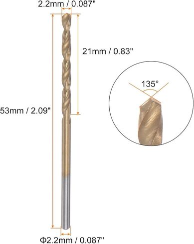 Generic 5pcs Twist Drill Bits 1.8mm Titanium Coated (HSS-E) M42 High Speed Steel 8% Cobalt Straight Shank for Stainless Steel Aluminum Alloy Metal in Saudi Arabia