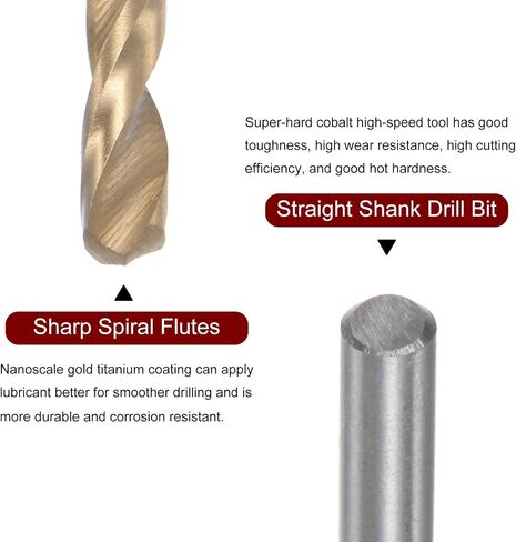 Generic 5pcs Twist Drill Bits 1.8mm Titanium Coated (HSS-E) M42 High Speed Steel 8% Cobalt Straight Shank for Stainless Steel Aluminum Alloy Metal in Saudi Arabia