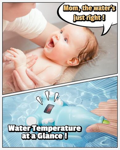 Hemrly Baby Bath ، عرض درجة حرارة الماء المدفوعة ، ألعاب الحمام للرضع من 6 إلى 12 شهرًا مع ثلاثة رؤوس دش ، رأس دش الطفل للحمام IPX7 ، هدية طفل للبنات والفتيان - أوتوماتيكي in Kuwait