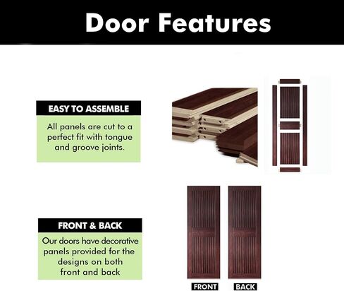 Homacer 32 in. x 84 in. Vertical Stripe Design Red Mahogany Finished & Unassembled Pine Wood Barn Door (Interior Use Only) in Saudi Arabia