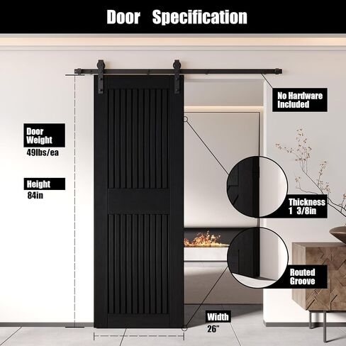 Homacer 48 in. x 84 in. تصميم الشريط العمودي الأسود النهائي والباين من خشب الصنوبر (الاستخدام الداخلي فقط) in Saudi Arabia