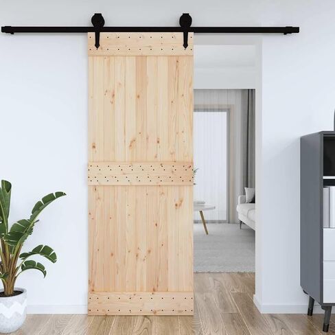 SKM Door Narvik 33.5 "x82.7" الصنوبر الخشب الصلب ، بني (الوزن 46.3 كجم) in Kuwait
