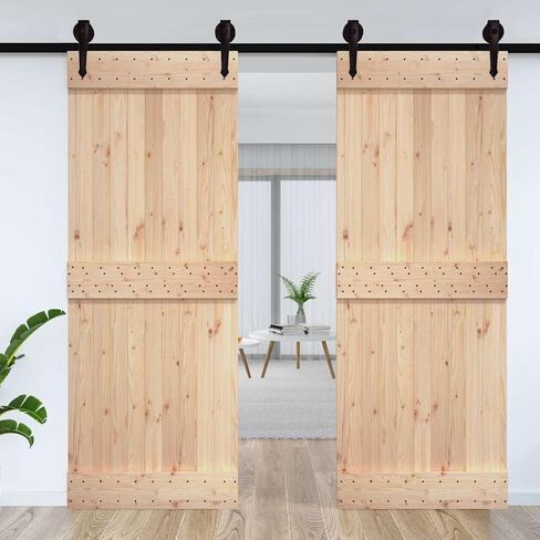 SKM Door Narvik 33.5 "x82.7" الصنوبر الخشب الصلب ، بني (الوزن 46.3 كجم) in Kuwait